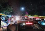 Carts are being put till the road, vehicles are parked on the customer road, there is a jam