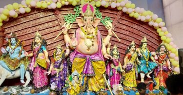After doing Maha Aarti of Lord Ganesha, offered fifty-six bhog and did Bhandara.